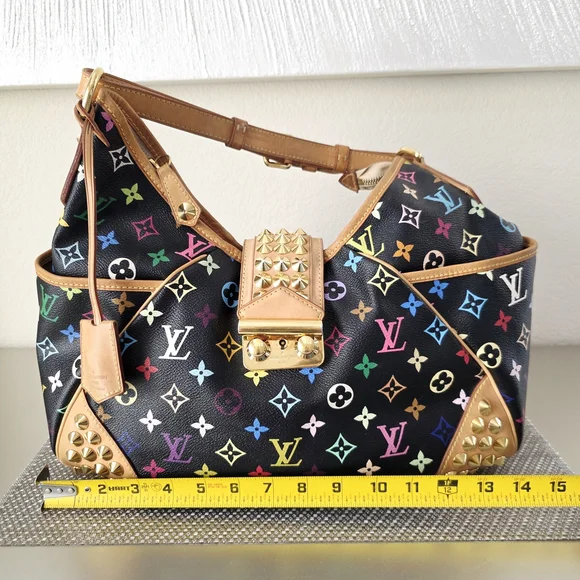 RARE Authentic Louis Vuitton Black Monogram Multicolor Chrissie MM Shoulder Bag - Picture 14 of 16